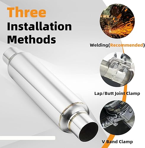 Miniatura 45 de A-KARCK Resonador de escape de entrada de 4 pulgadas, entrada de 4 pulgadas, salida de 4 pulgadas, silenciador de longitud total de 30 pulgadas, 1