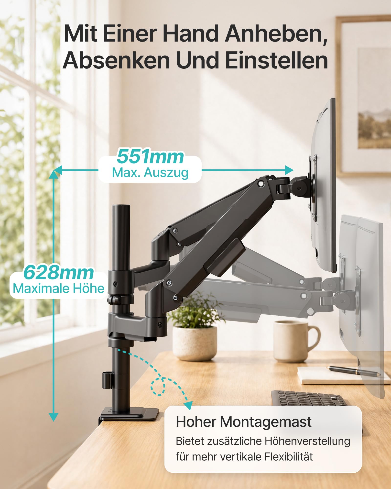Soporte para 2 monitores de 17 a 32 pulgadas, soporta hasta 9 kg
