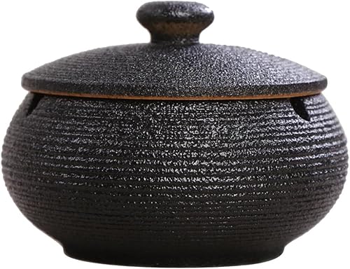 Cenicero de cerámica con tapa, a prueba de viento, soporte de cenizas para fumadores, bandeja de cenizas ahumadas de escritorio para decoración de