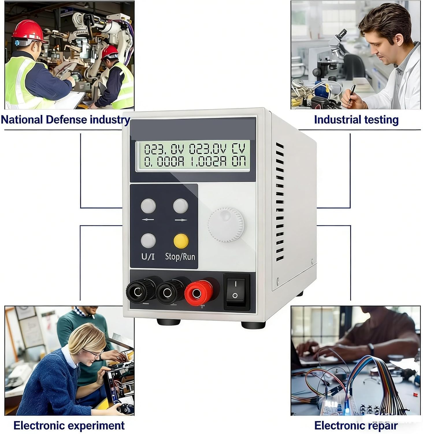 Programmable DC Power Supply 400V 1A, Adjustable Laboratory Bench Source with 4-Digit LED Display – High Precision Power Unit for School Lab Testing Motor Repair & DIY Projects