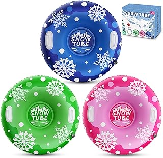 39'' Snow Tube Sled, 3Pack for The Whole Family Inflatable Snow Sled for Kids