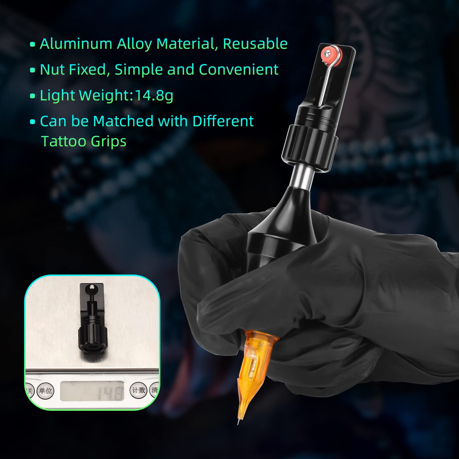 ATOMUS Alloy Tattoo Manual Pen Set Poke n Stick Tattoo Cartridge Poke Pen Stick DIY Kit with 10pcs 3RL Tattoo Cartridge Needles Transfer Papers Ink Cups Tattoo Practice Skin Tattoo Table Mats