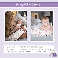 Vista 8 de Almohada de lactancia para mamá, funda suave con estampado floral de rosas con relleno transpirable, almohada de apoyo para la alimentación de 0 a