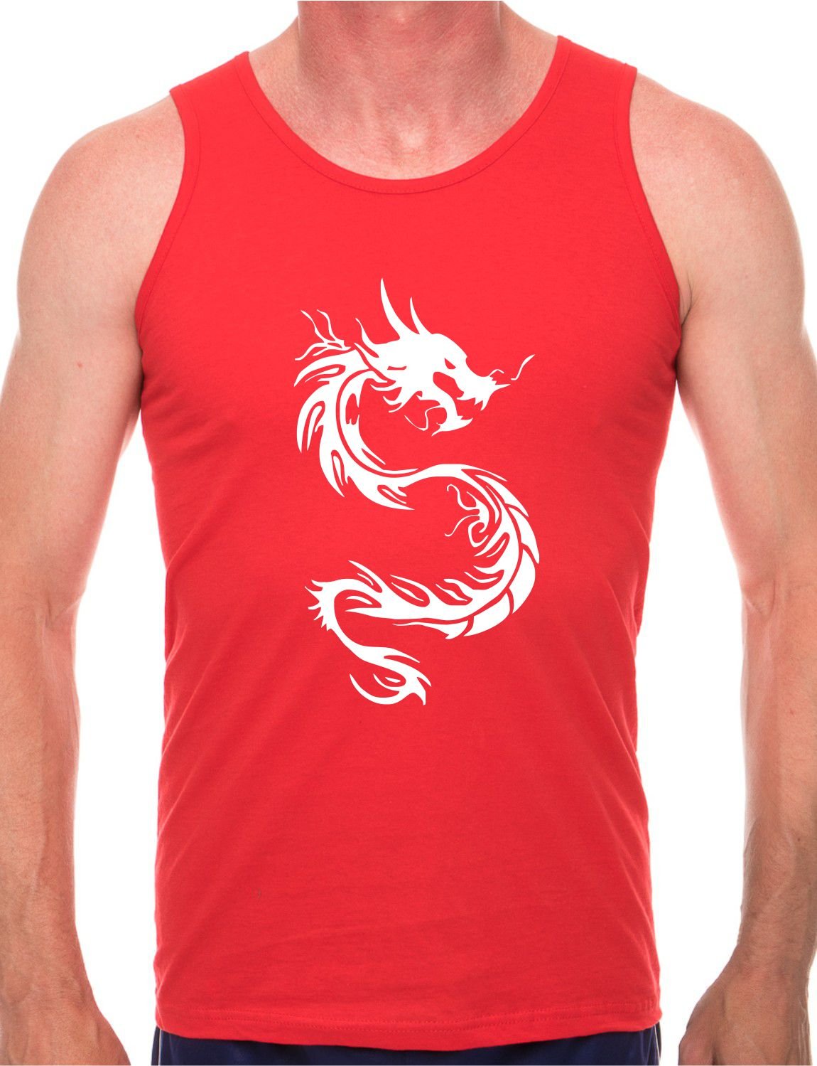 Print4u Men's Red Tribal Dragon Tattoo Vest Tank Gym Althetic Top Medium