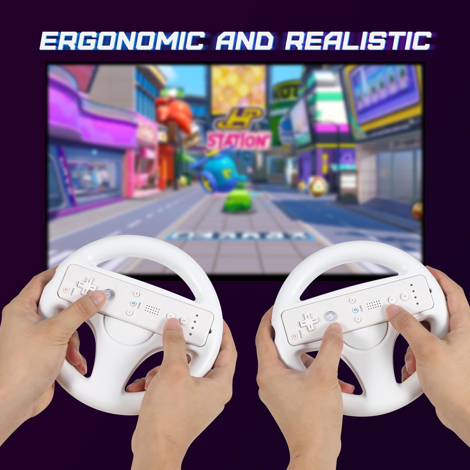 Steering Wheel for Wii Remote Controller - Steering Wheel for Mario Kart - Racing Wheel for Nintendo Wii Games - Wii and Wii U Game Accessories - 2 Pack - Image 3