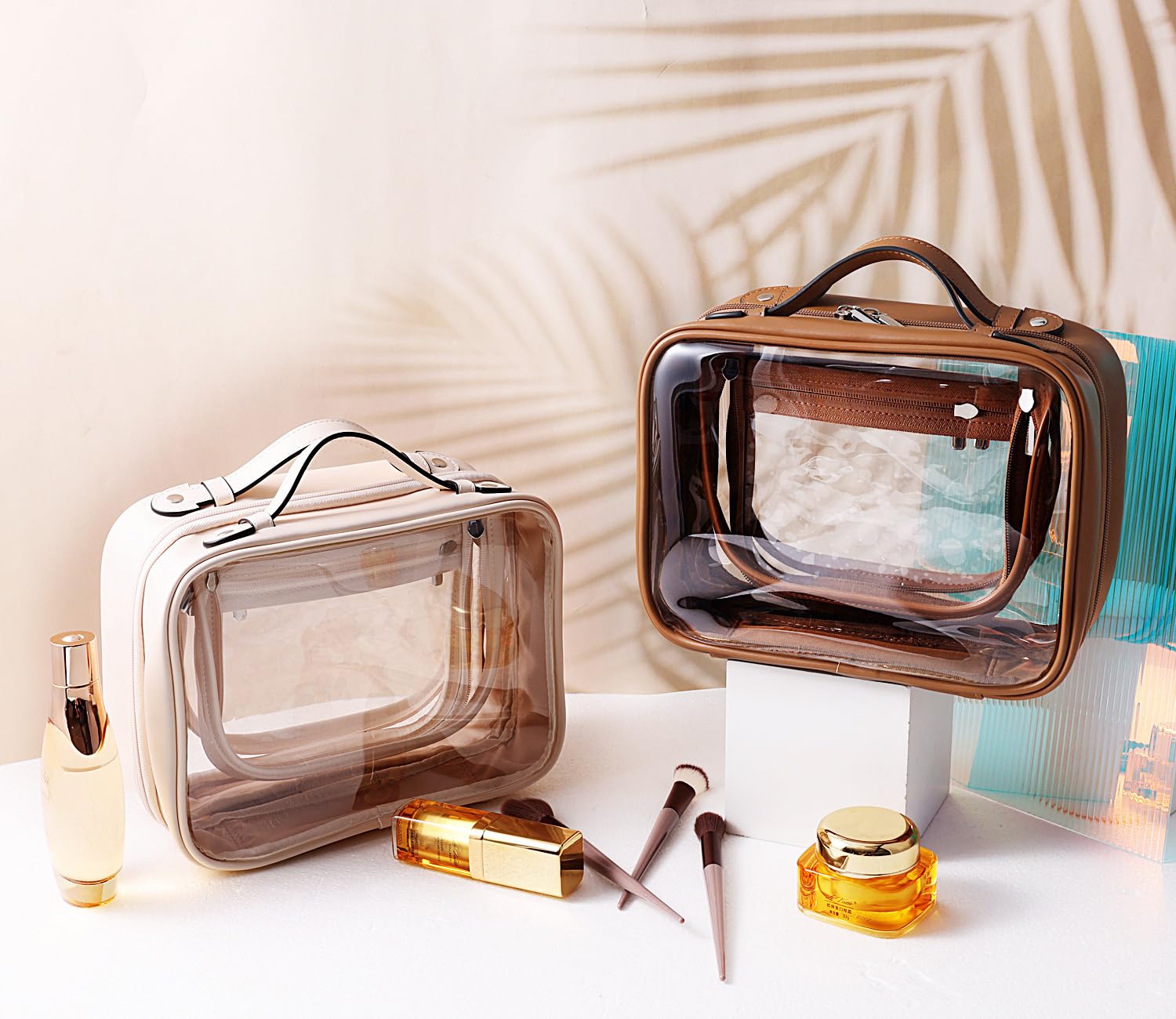 SANHECUN Neceser de Viaje Grande Transparente para cosméticos