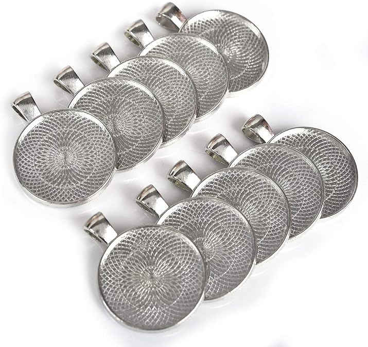 LANBEIDE 80pcs 25mm Pendant Bezels and Glass Cabochons for Jewelry Making