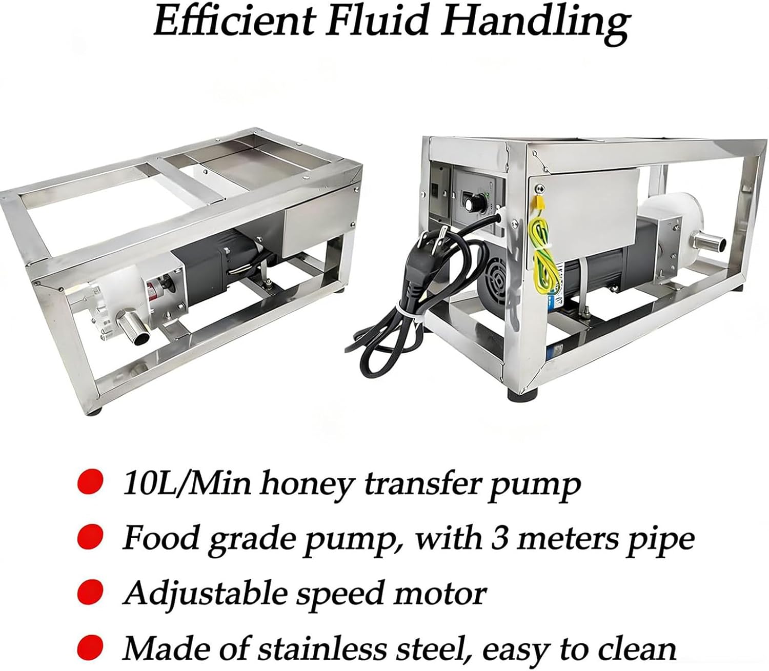 Electric Viscous Liquid Transfer Pump 500-4500 Centipoise 90w Gear Pump Adjustable Speed Forward Reverse for Honey Paste Peanut Butter Food Fluids Molasses