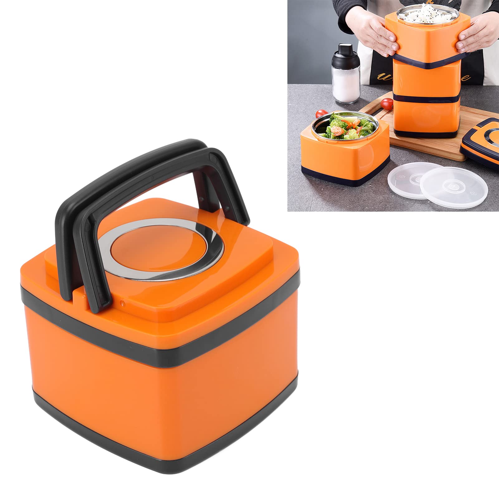 Boîte à Bento isolée en acier inoxydable 304, boîte à déjeuner isolée japonaise empilable étanche pour le camping, le bureau, les travailleurs, facile à nettoyer et bonne (Single layer 0.8L)