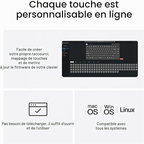 Keychron V1 Max Clavier Mécanique sans Fil, Disposition 75% QMK/Via programmable avec Hot-swappable Gateron Jupiter Banana Switch, Compatible avec Mac Windows Linux – Version Bouton (ANSI/US) - 10