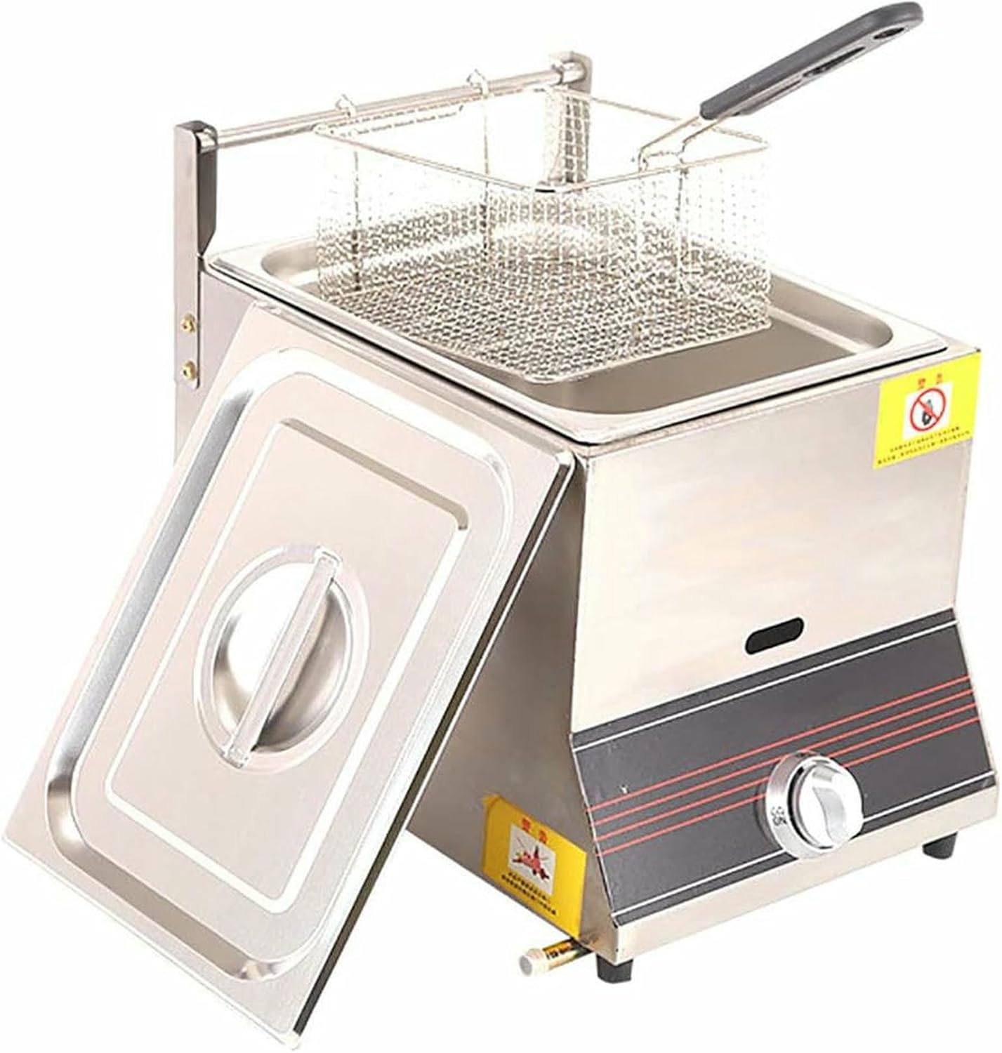 Gas Deep Fryer Commercial 6L/12L Stainless Steel Countertop Deep Fat Fryer Twin Basket Dual Tank