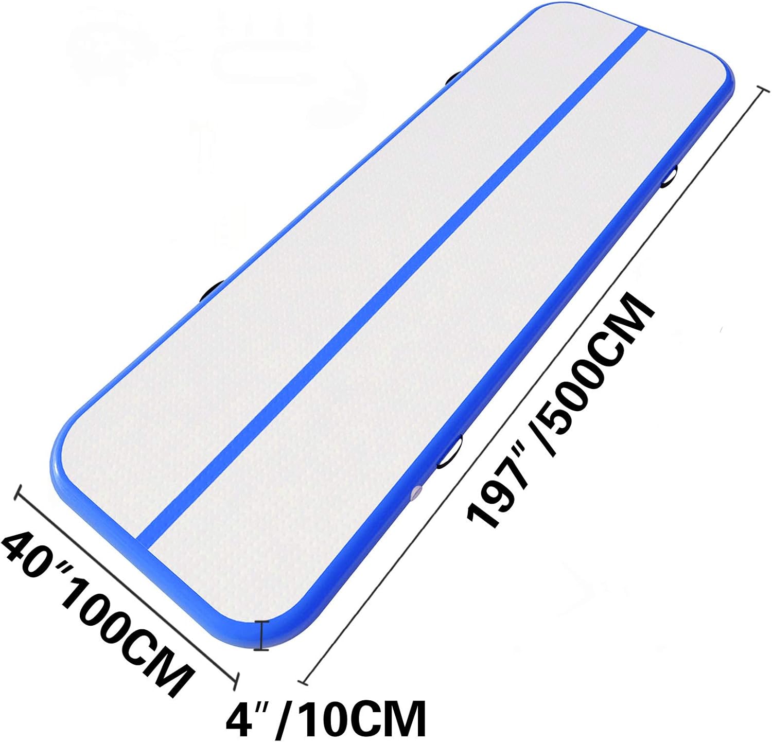 Happybuy 16ft Inflatable Air Gymnastic Mat, 4 inches Thickness Air Tumble Track with Electric Air Pump,Dubrable Material Air Mat for Home Use / Training /Cheerleading / Yoga / Water,Blue : Everything Else