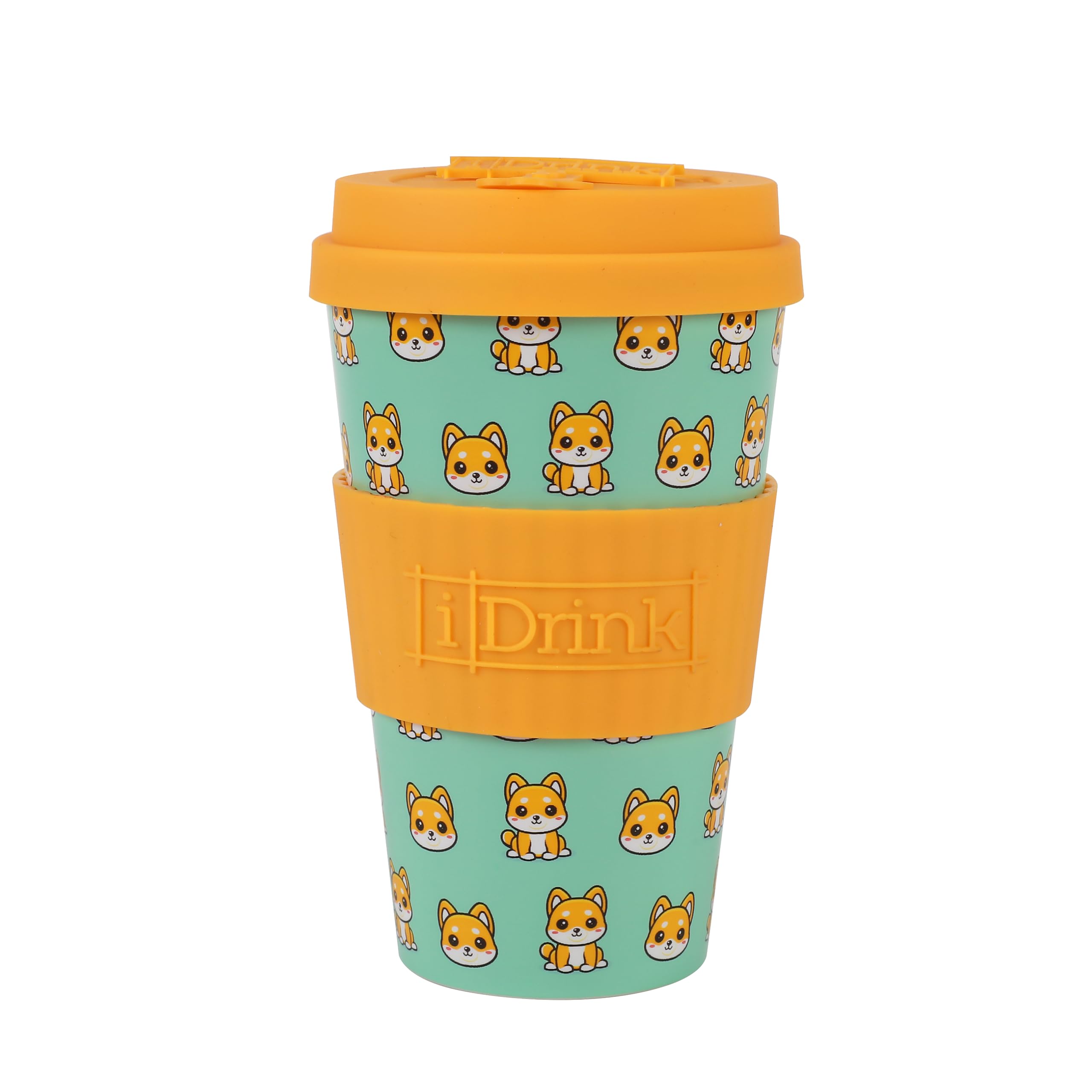 I-TOTAL IDRINK® - RPET Coffee Mug with openable Silicone Cap, Easy to Carry 435ml, Recycled Plastic Takeaway Mug 8.7 x 8.7 x 15cm Ergonomic 435ml (Shiba)