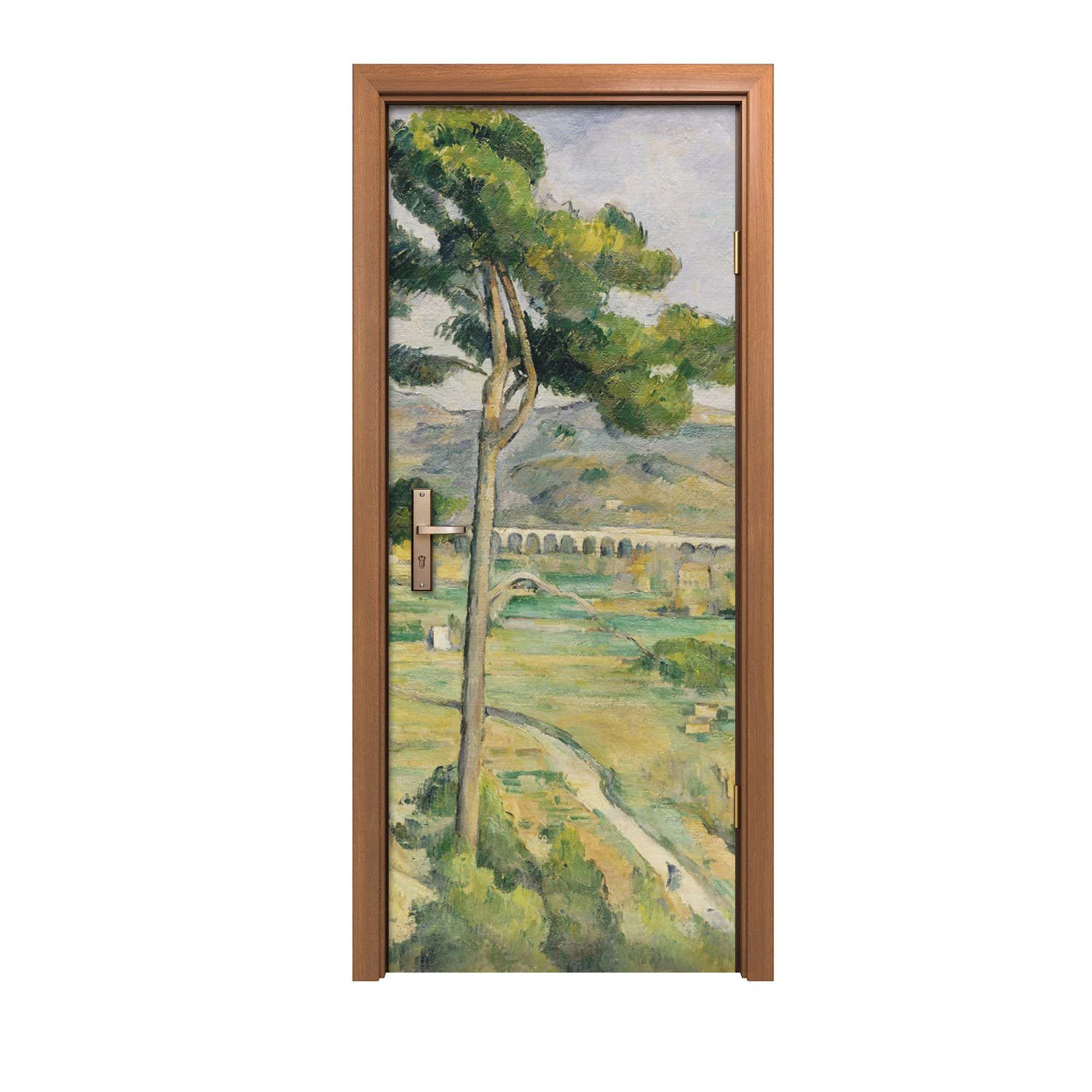 Autocollant de porte paysage pour créer une ambiance de chalet dans votre salon