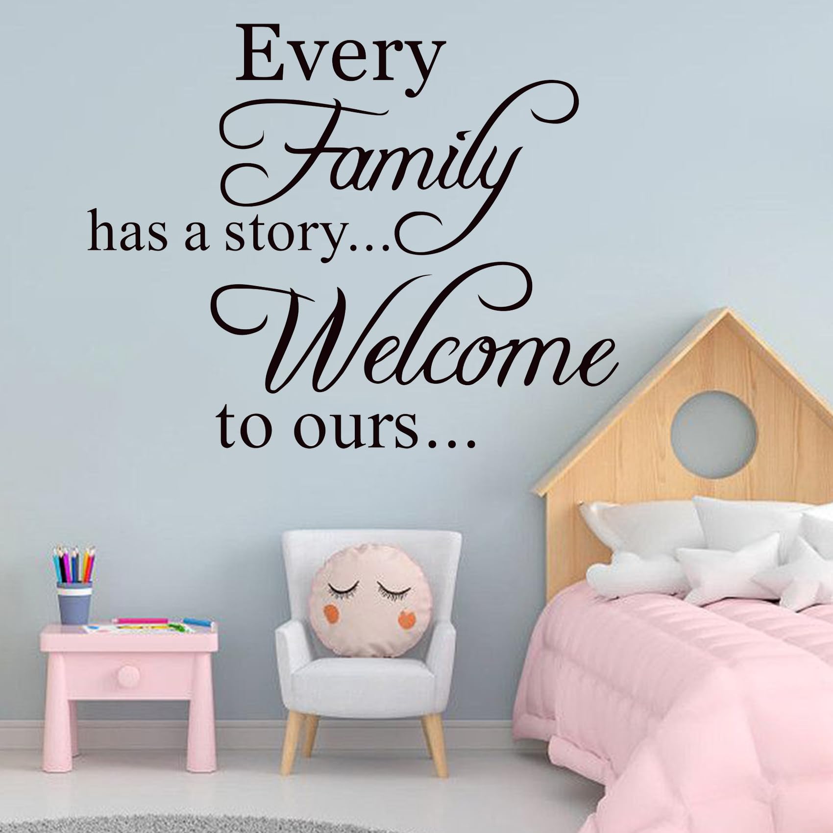 Qhntxqd Black Inspirational Family Wall Stickers, Every Family Has A Story Welcome To Ours Quotes Wall Decals Vinyl Positive Saying Motivational Art Decal For Living Room Bedroom Entryway