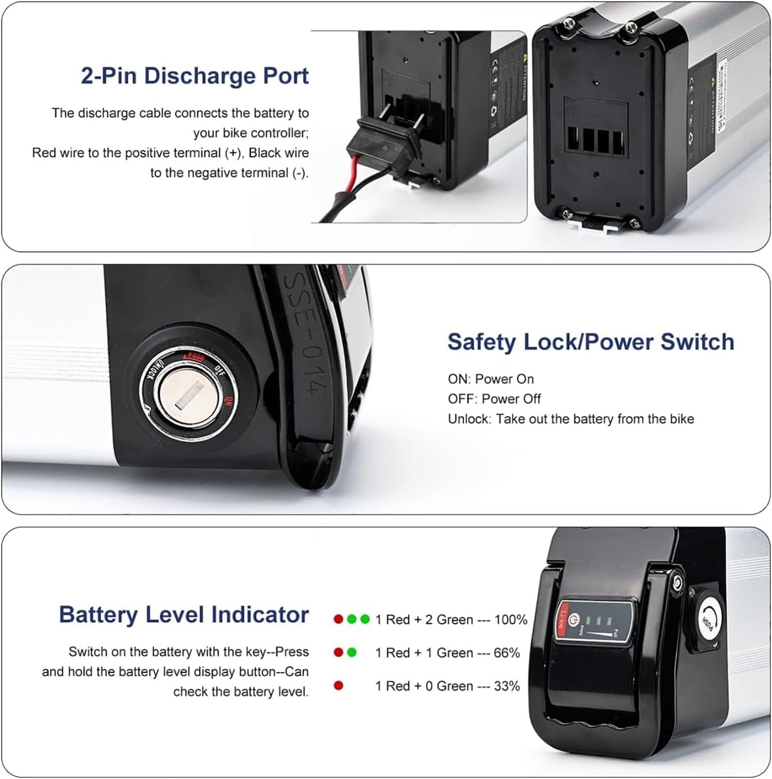 E-Bike Pedelec Akku 36V 10Ah 15Ah 18Ah 20Ah, Ebike Battery Pack 36V 10Ah 15Ah 18Ah 20Ah Rechargeable Battery Eingebauter BMS Mit Ladegerät Für 200W 500W 800W Motor