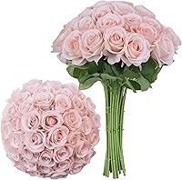 Vista 24 de LVEFIT Ramo de rosas artificiales de seda con tallo largo, para bodas, despedidas de soltera, fiestas, decoración del hogar