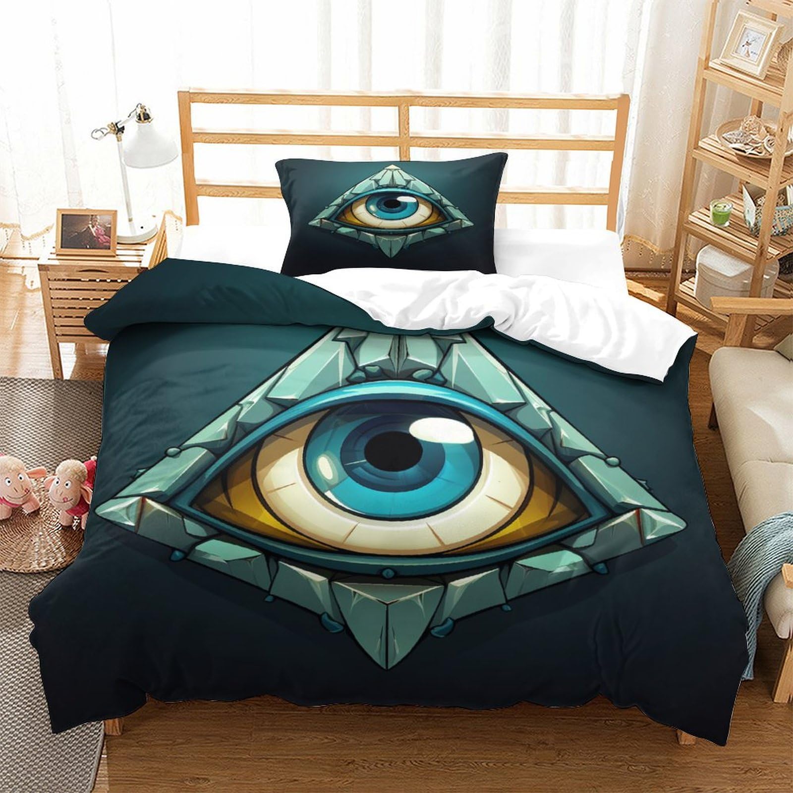 P1S9U7W5Y Artistic Eye 3D Printed Duvet Cover Set 3pcs Microfiber Eye Bedding Set Single