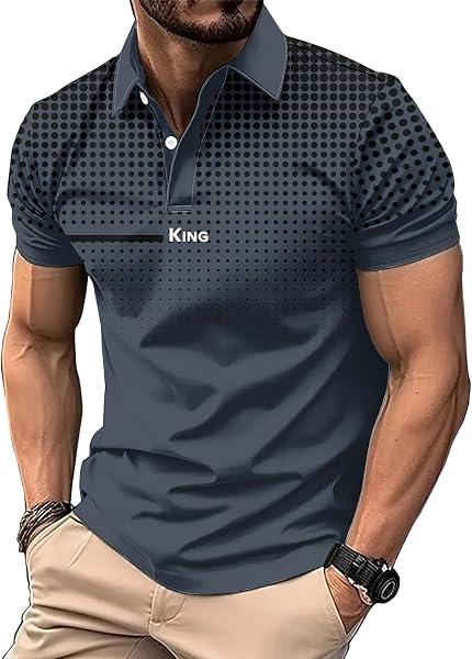 Men's Golf Polo Shirt T-Shirt Gradient Plaid Party Casual Short Sleeve Shirts Quick Dry Moisture Wicking Athletic Shirt - 1