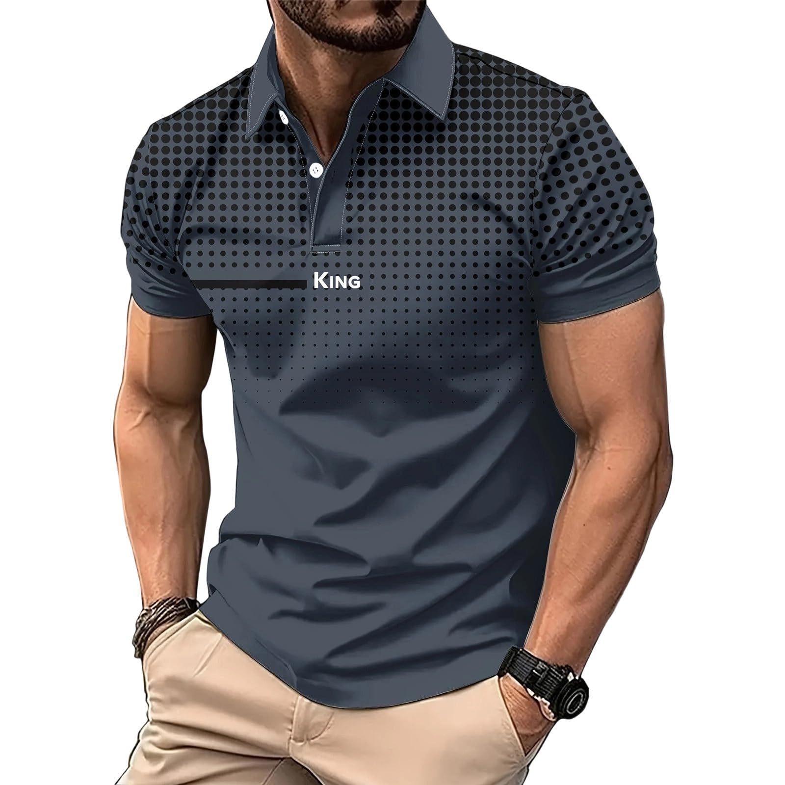 Men's Golf Polo Shirt T-Shirt Gradient Plaid Party Casual Short Sleeve Shirts Quick Dry Moisture Wicking Athletic Shirt
