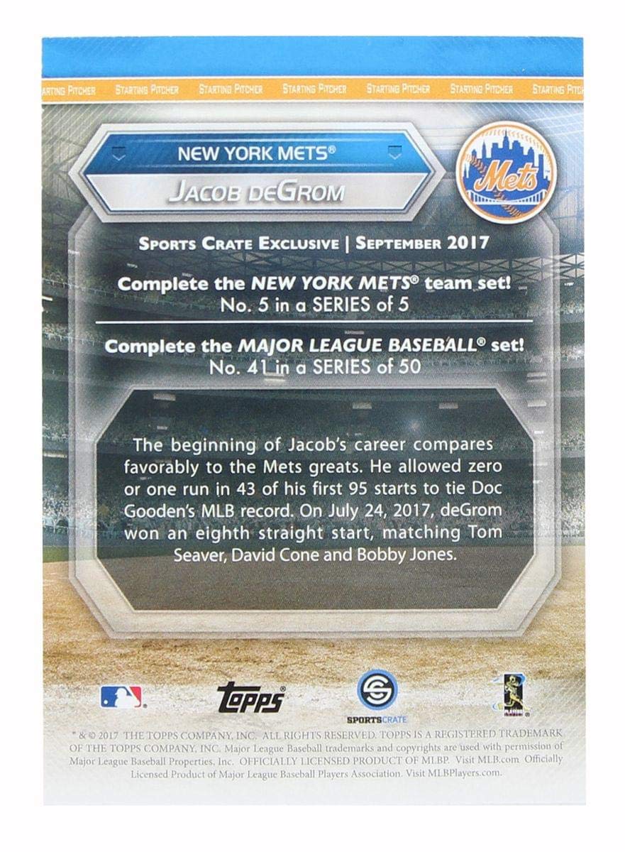 NY Mets MLB Crate Exclusive Topps Card #41 - Jacob deGrom