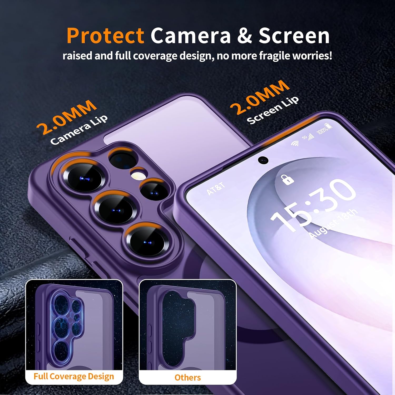 Hualele Magnetic for Samsung Galaxy S26 Ultra Case, Compatible with MagSafe, Military Grade Dropproof Translucent Matte Back Full Camera Protection Slim Phone Case for S26 Ultra,Dark Purple