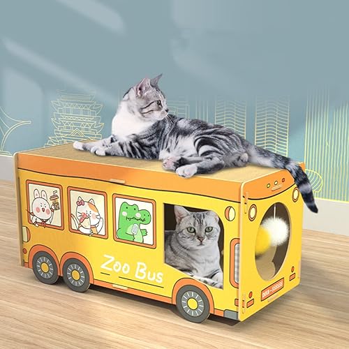 Miniatura 2 de SHENGOCASE Rascador grande de madera Jumbo de 264 x 118 pulgadas caja de madera HDF con almohadilla rascadora de cartón reemplazable y juguete de