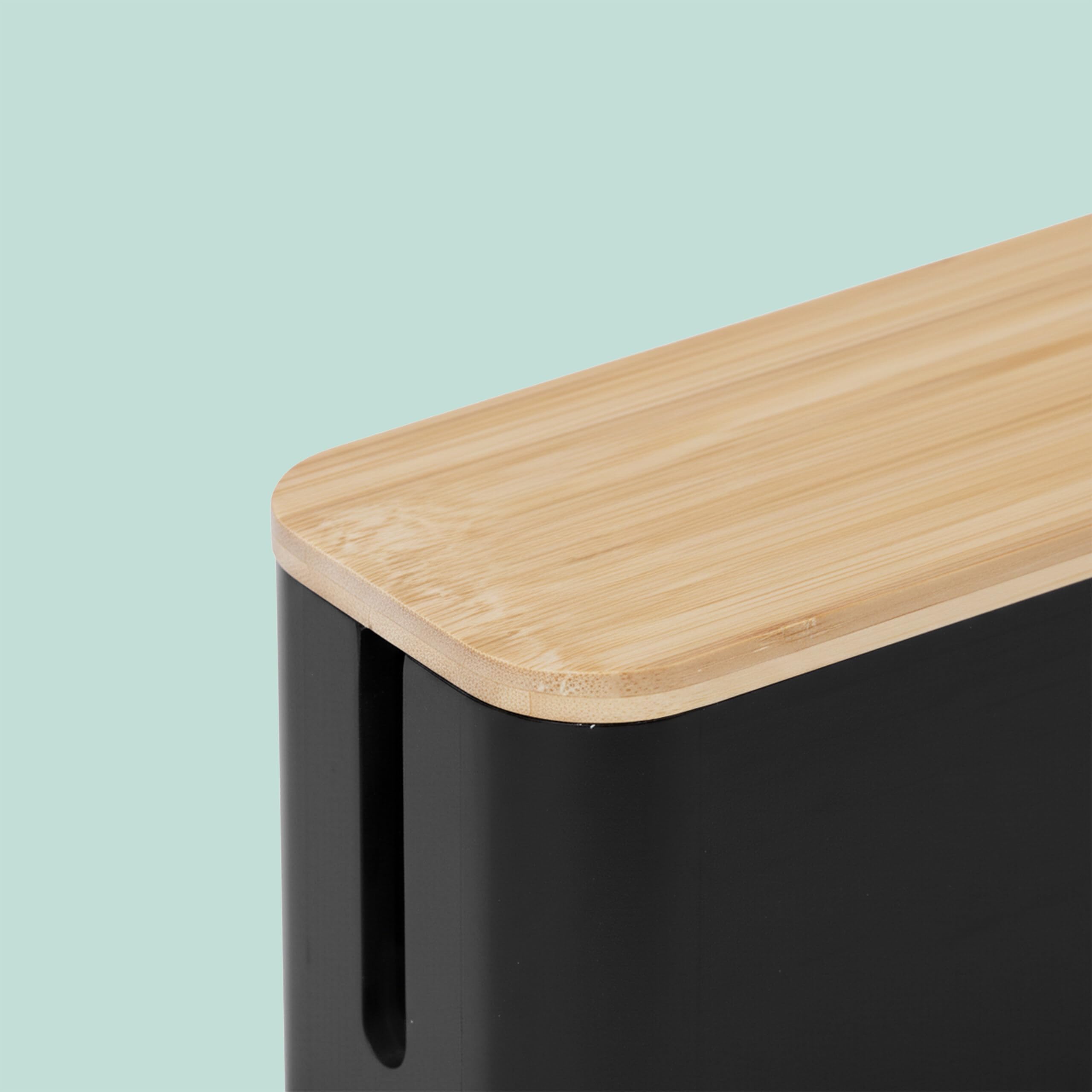 Relaxdays Scatola Porta Cavi in bambù, Coperchio, 14,5x34x13,5 cm, nasconde Cavi, Naturale/Nero