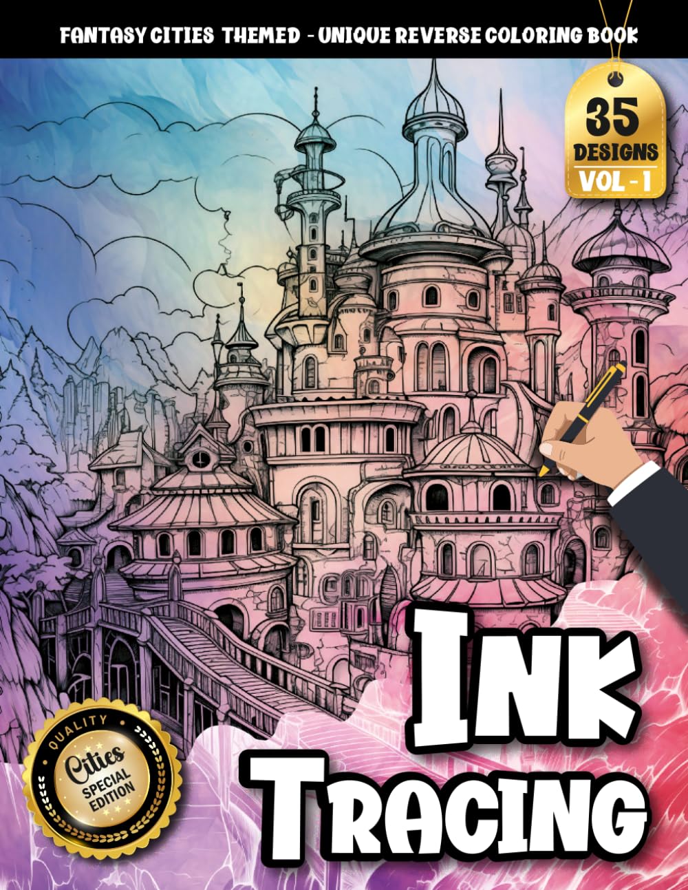Ink Tracing Book: Fantasy Cities for Relaxation and Creative Escape: Tracing coloring book adult for stress relief seekers | Discover calm through ... line work (Fantasy Cities Tracing Series)