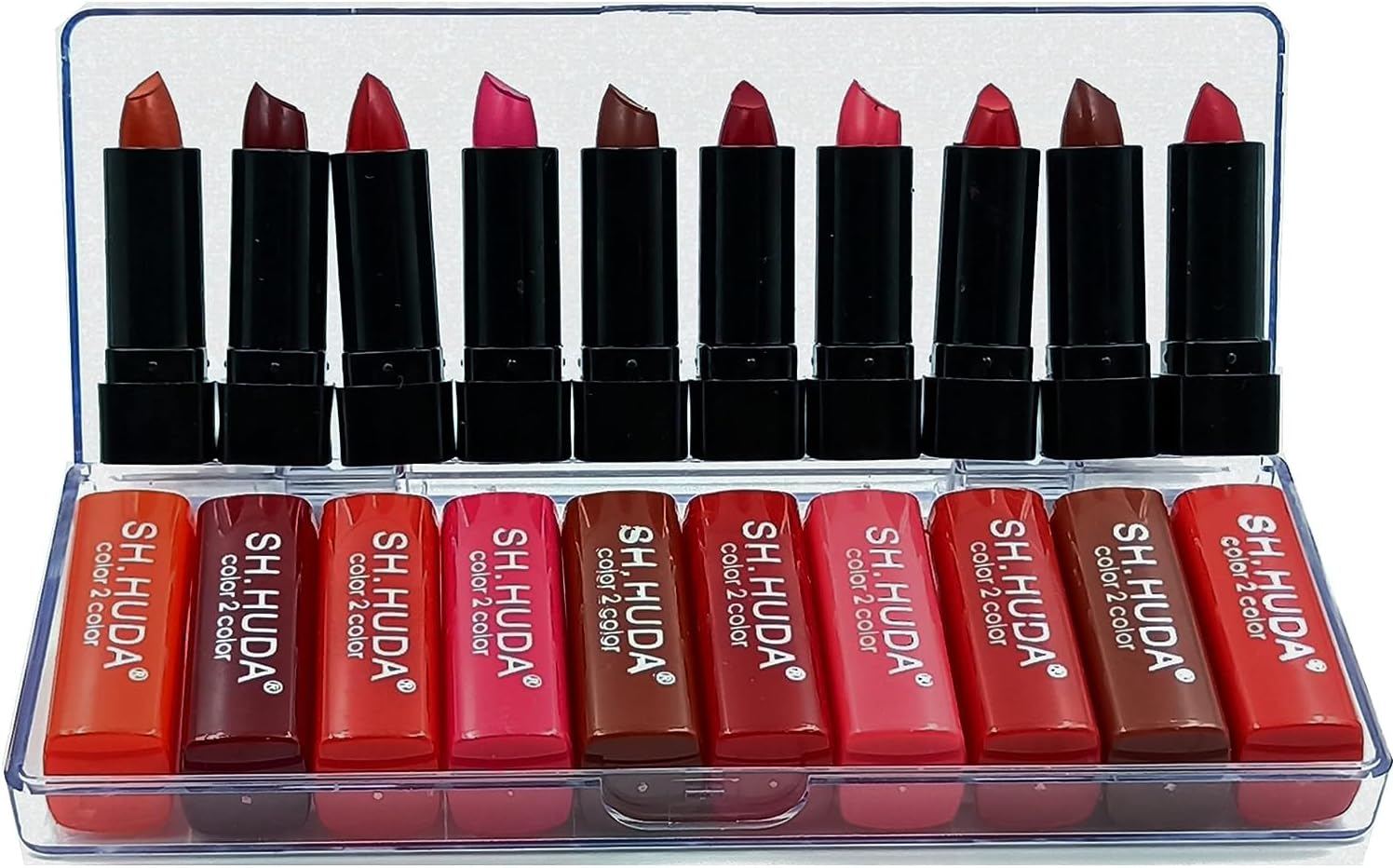 Professional Beauty Color Sensational Pocket Mini Lipsticks Set - 10Pcs Long Lasting, Waterproof Matte Finish Lipstick Combo.