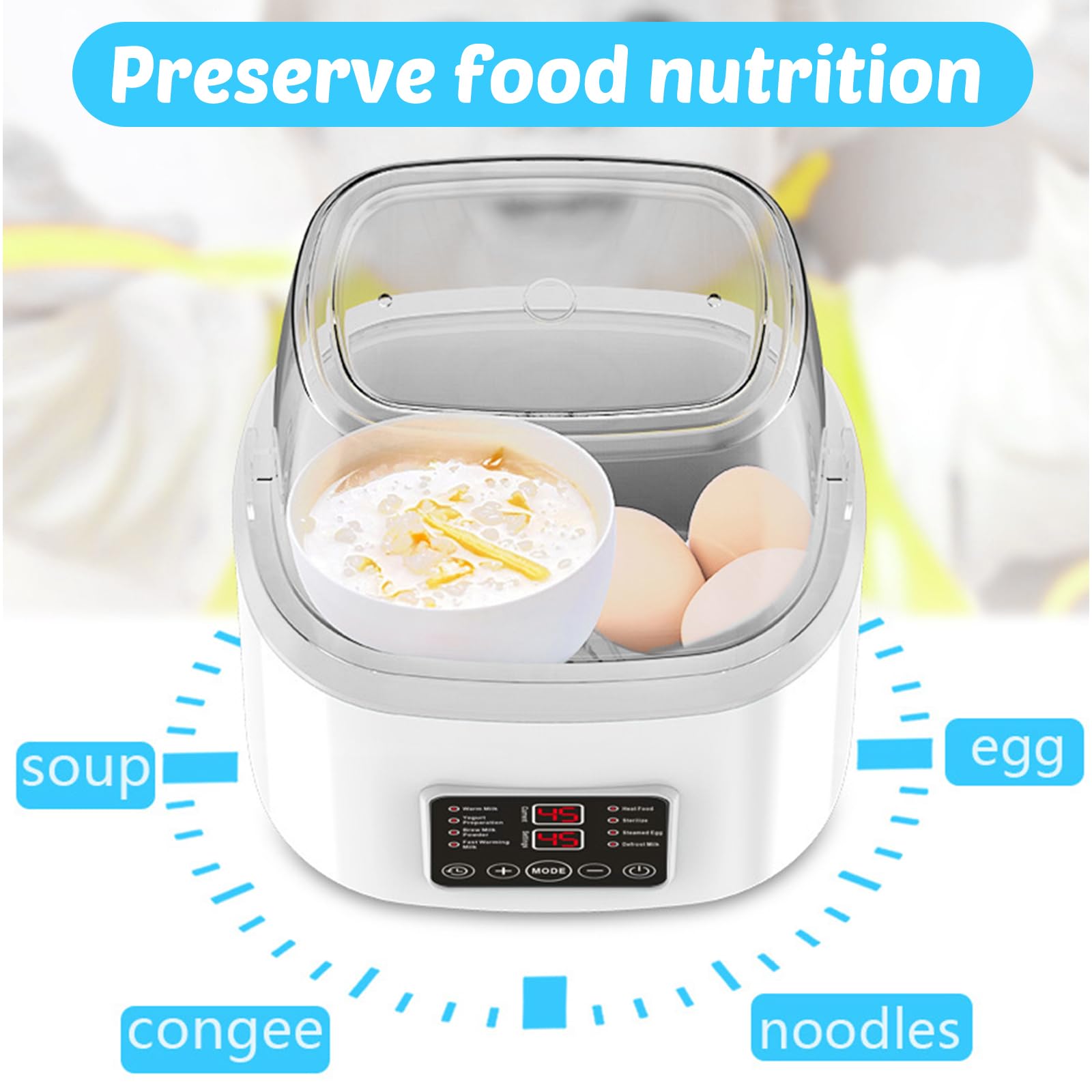 8-in-1Flaschenwärmer, Milchwärmer mit Timer, Babykostwärmer mit Fernbedienung, Sterilisator für Babyflaschen, Bottle Warmer mit Auftau, Sterilisier für Familien Kinderzimmer und Kindertagesstätten