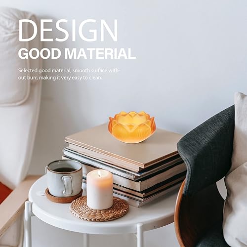 Miniatura 25 de BESPORTBLE 2 portavelas de cristal de loto – Portavelas de cristal decorativo para decoración del hogar, votiva, boda y luz nocturna