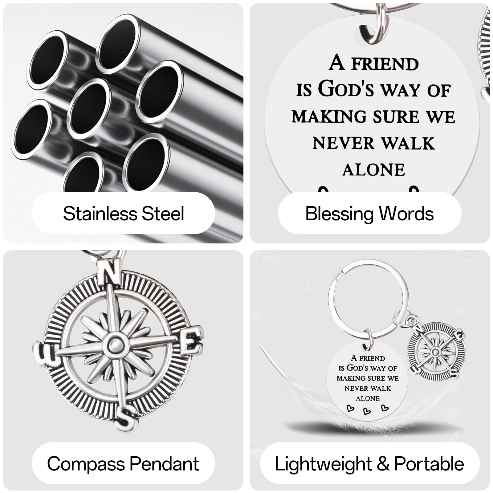 Best Friend Keychain for Women Men – Friendship Compass Keychain Gifts for Best Friends, Birthday Christmas Going Away Farewell Gift for Bestie Coworker