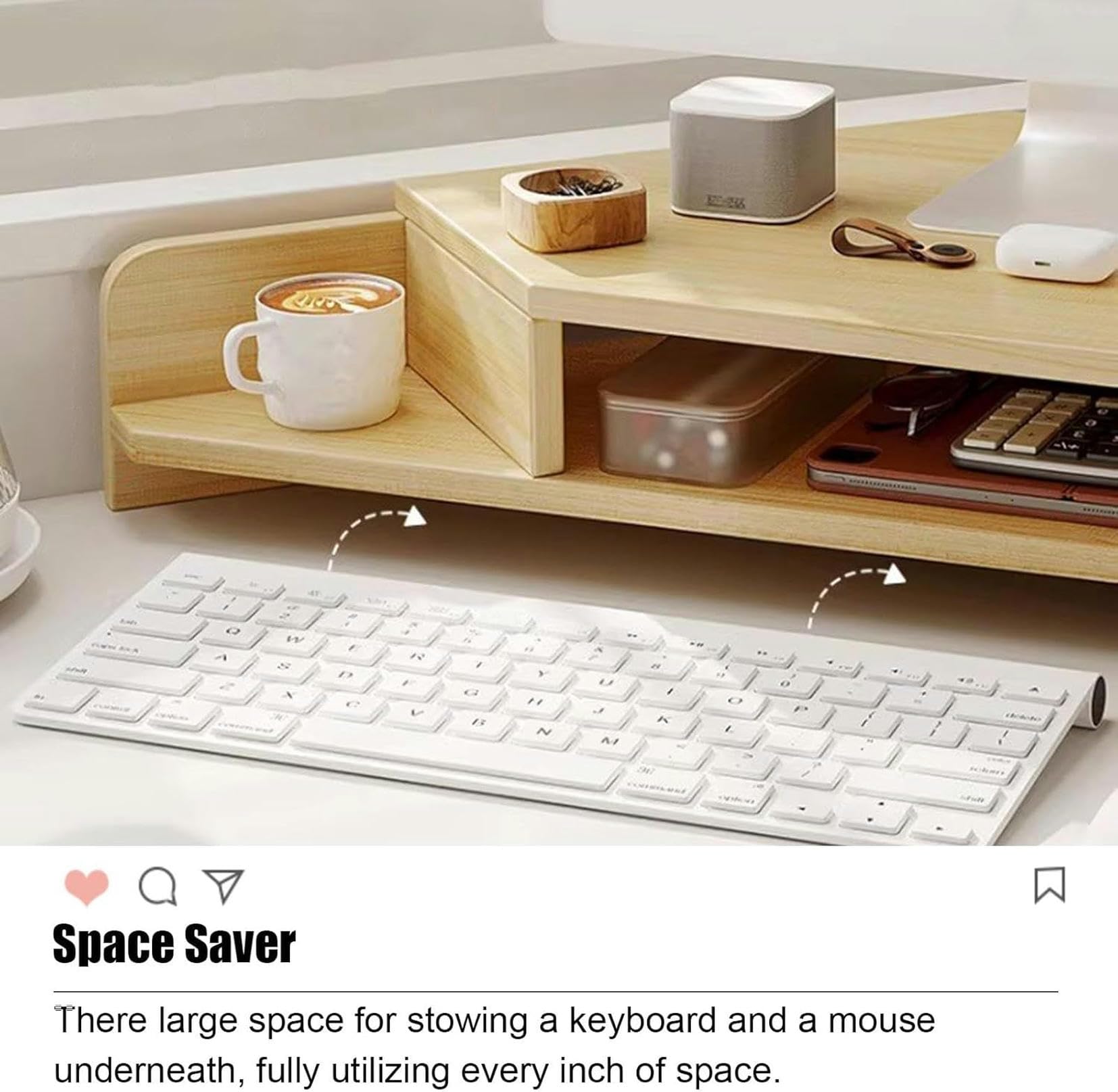 Support de Moniteur d'angle avec Double Espace de Rangement, étagère d'angle de Bureau Triangulaire Ergonomique, étagère de Rangement de Bureau pour Bureau/Maison