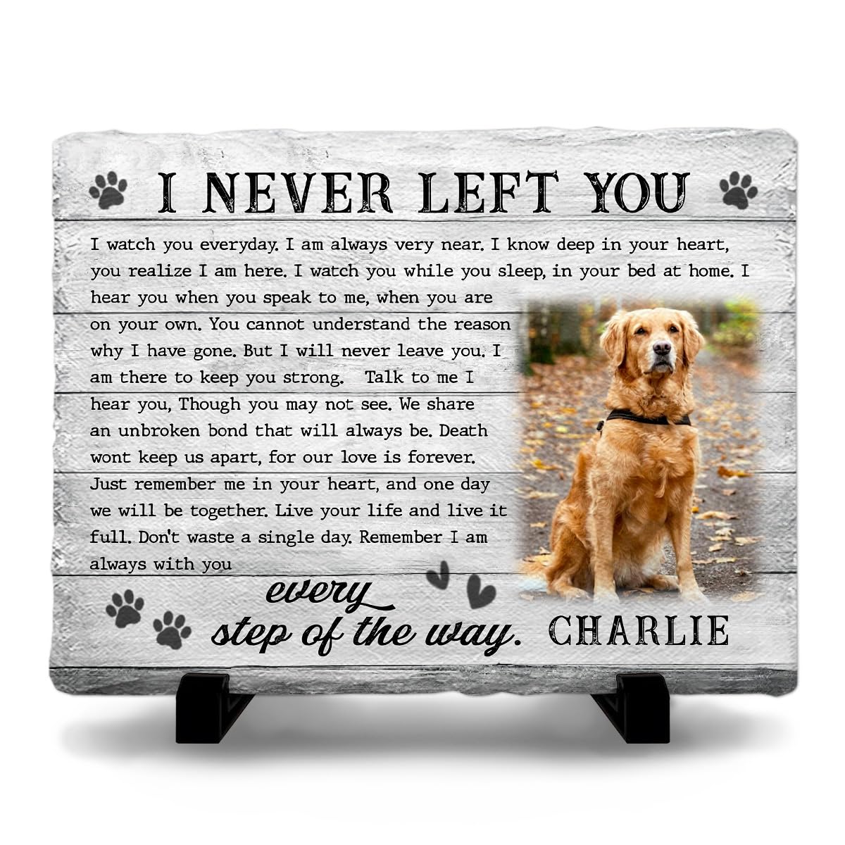 Memorial Stone: Personalized Thoughtful Gifts for Pet Lovers, Changeable Poem Option, Memorialize Your Furry Dog and Cat's Image with Preferable Version, Cemetery Decorations