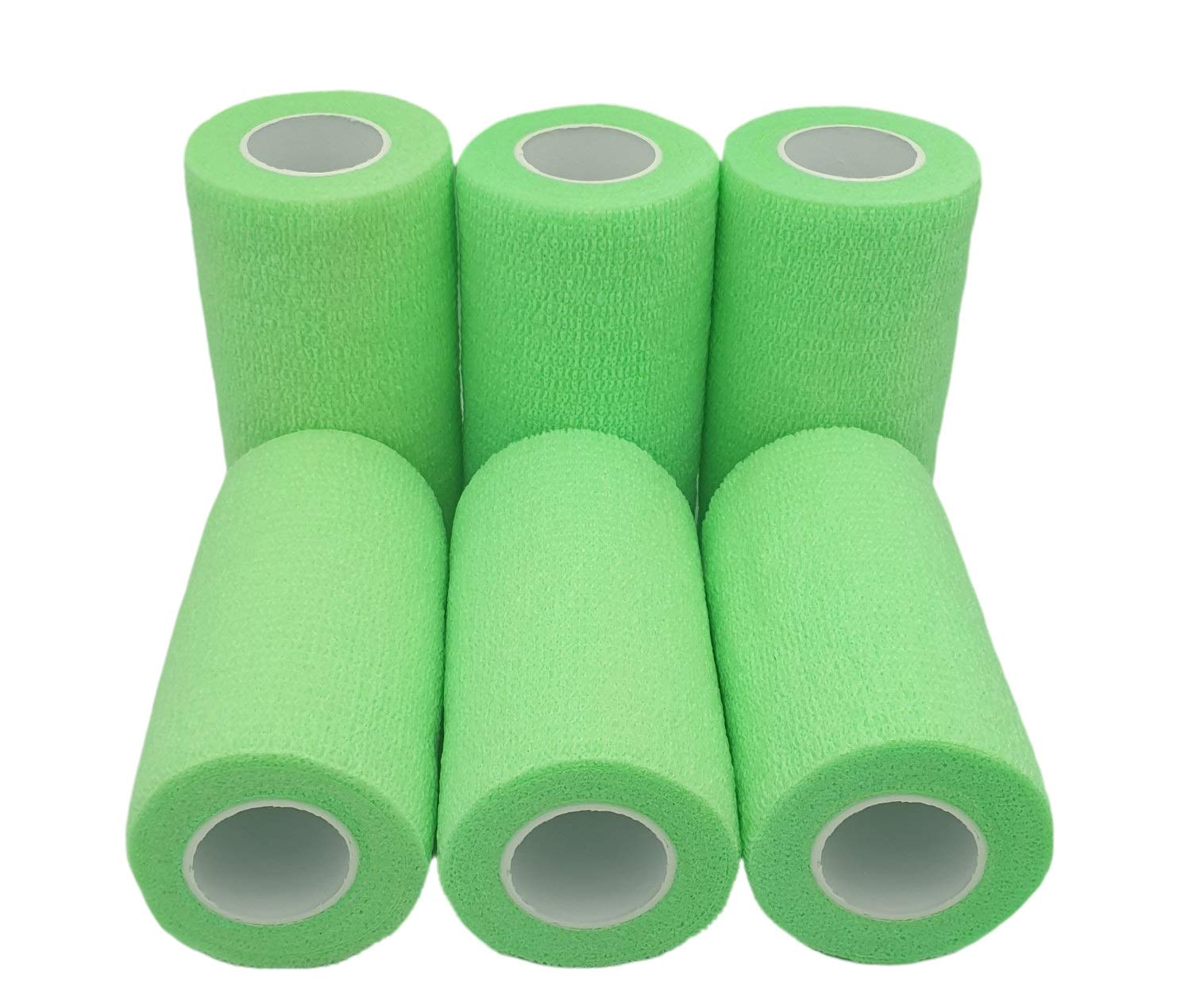 PintoMed Bendaggio Coesivo 6 x VERDE NEON garza elastica 10 cm x 4,5 m autoadesiva flessibile bende Confezione da 6