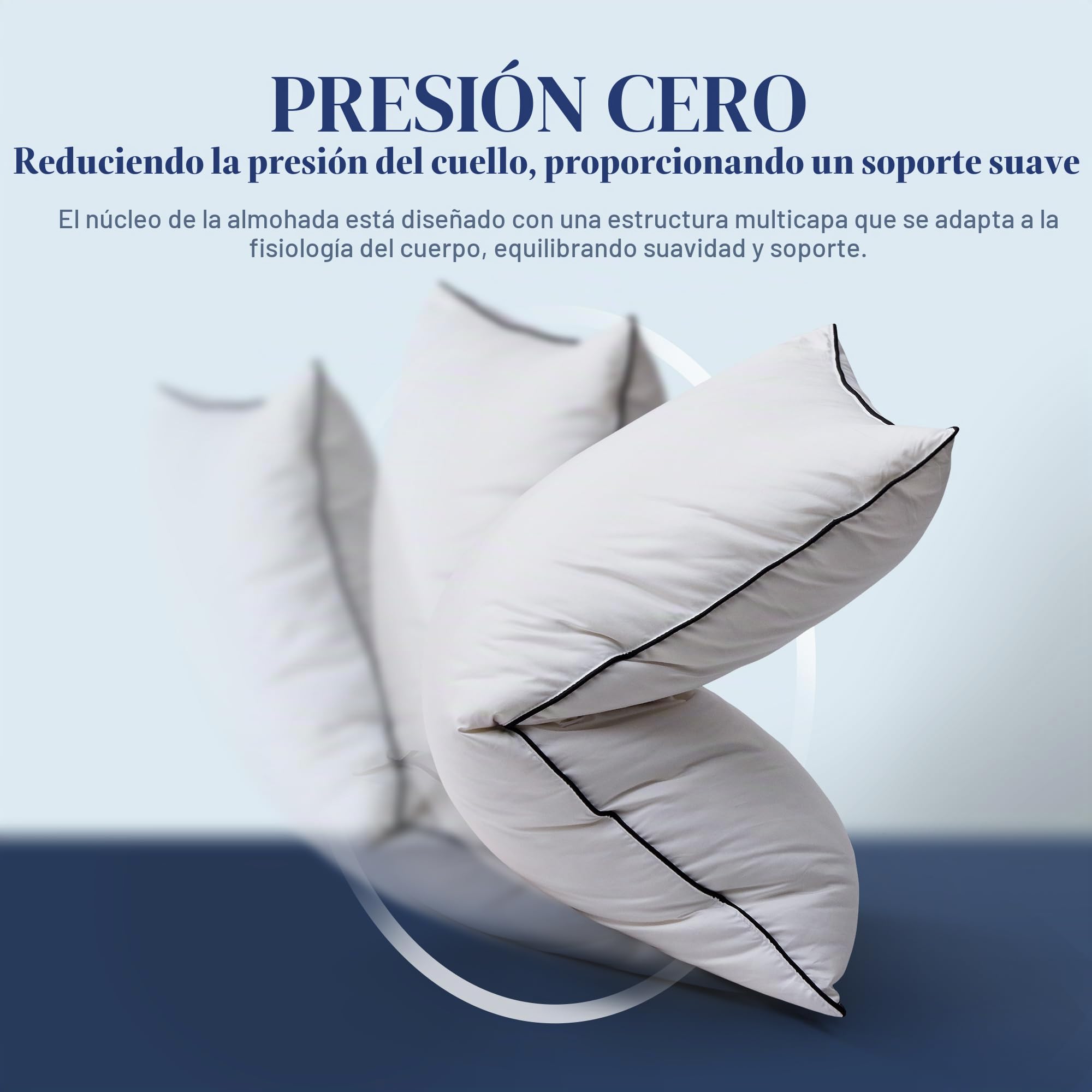 Almohadas de Plumón Tamaño Queen Juego de 2, Colección de Hotel de Lujo Almohada de Cama Paquete de 2, Rellenos con Tecnología Airyfil™ y Plumas, Felpa Esponjosa para Personas que Duermen de