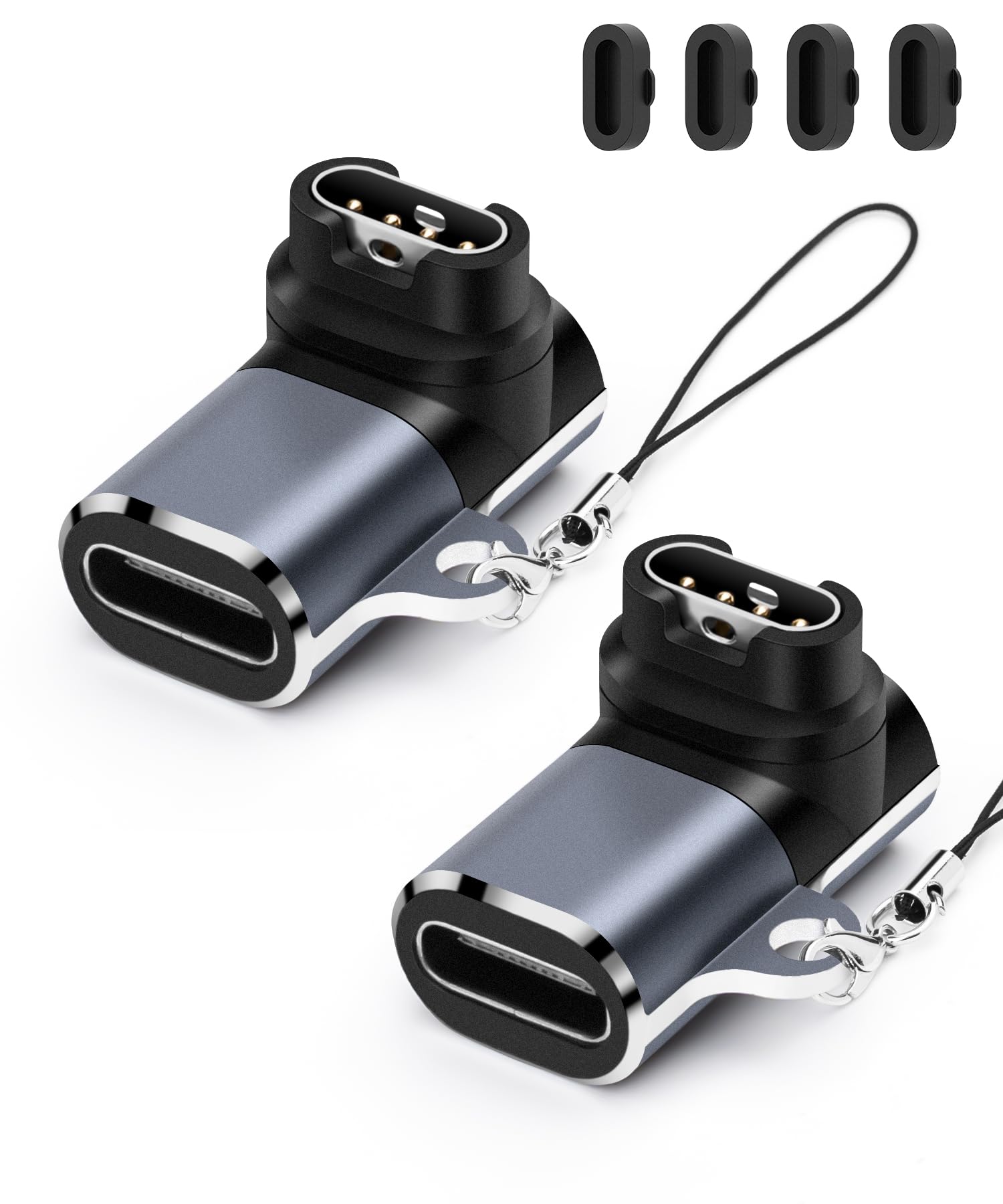 Watch Charging Adapter, USB C Female to Male Adapter Charging Port Compatible with Garmin Fenix ​​​​​​7/7S/7X/6/6X/6S, etc., Type-C 90 Degree Watch Charger with Anti-lost Buckle (90 Degree)