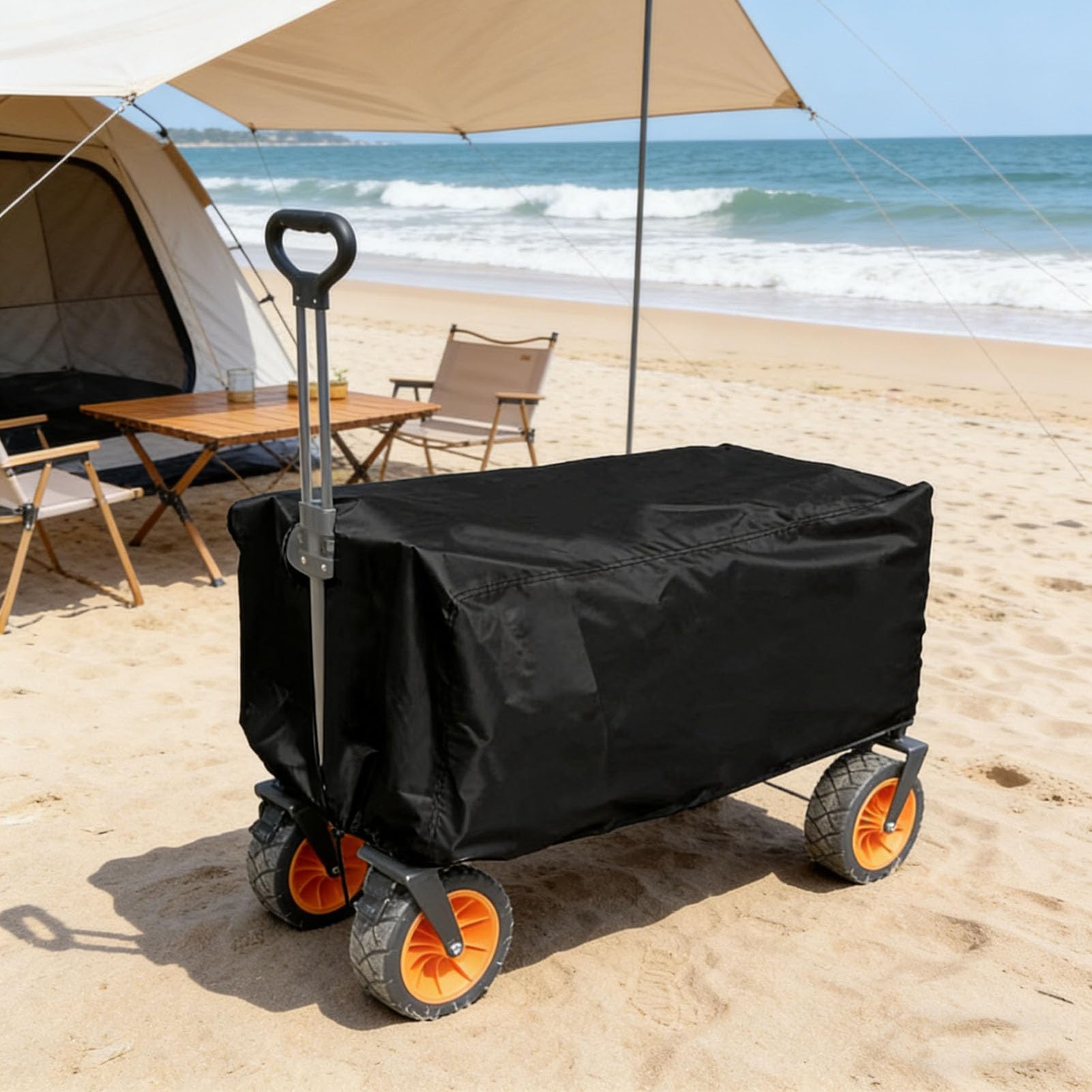 Bollerwagen Regenschutz, Schutzhülle Für Wagen, Outdoor Faltbare Wagon-für Bollerwagen, Universal Oxford Handwagen Abdeckung Gartenwagen Abdeckung, Wasserdicht Anti-UV Staubdicht (M: 97 × 56 × 51 cm)