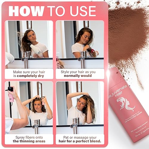 Miniatura 3 de REJUVENATE Hair Fibras para adelgazar el cabello (marrón claro), polvo de cabello indetectable para mujeres y fibras 100% naturales para construir