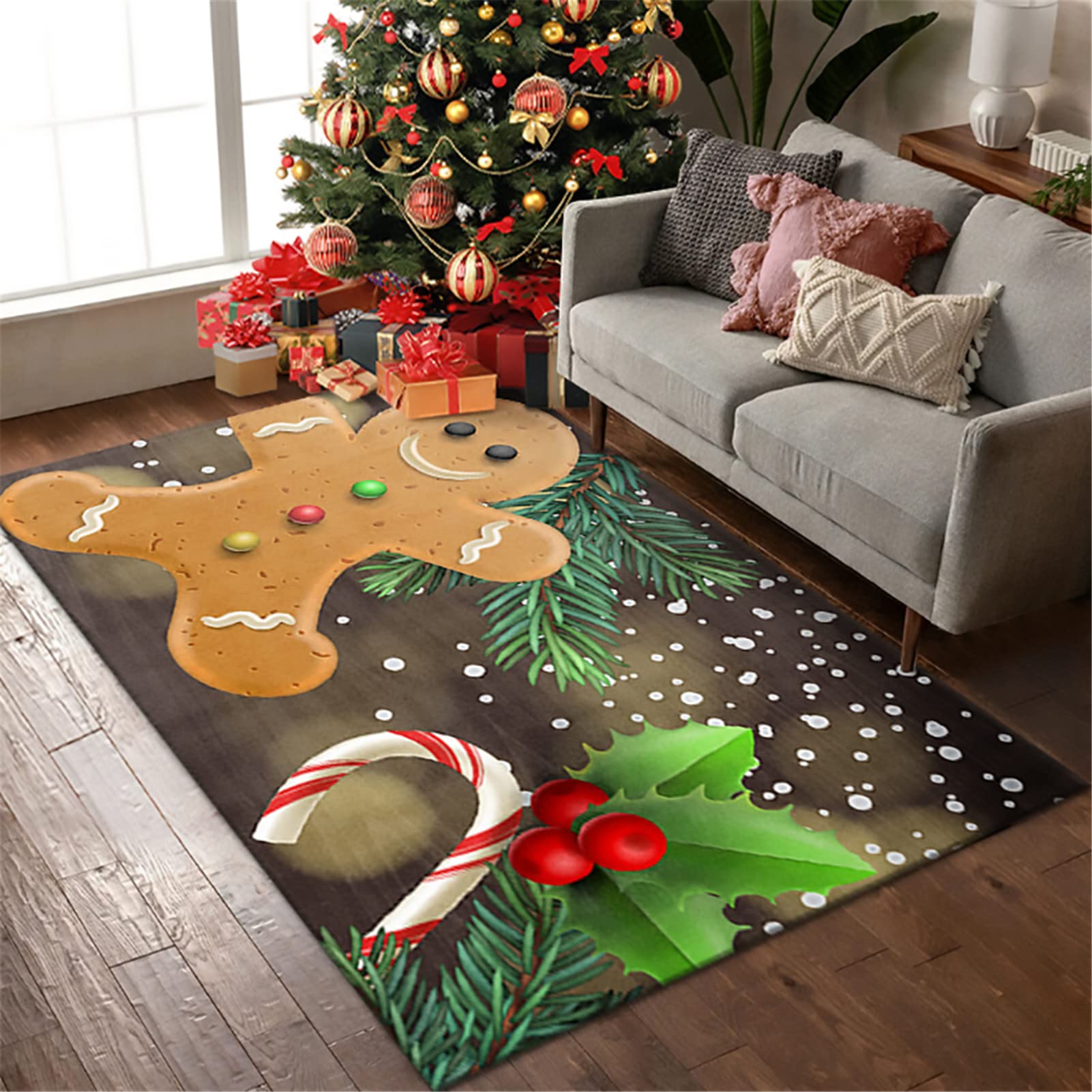 Tappeto Passatoia Natalizio per Corridoio, Tappeto da Cucina Antiscivolo Zerbino Natalizio Ingresso Lavabile Tappeto Decorativo di Natale per Cucina Salotto Camera da Letto,100x200cm/3.2'x6.5'
