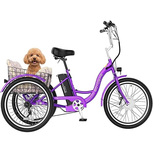 MOONCOOL Adult Electric Tricycle, 350W Front Drive Motor (Peak 700W), 15.5MPH E-Trike, Removable 36V 14.5Ah Battery, Max 60 Miles, 7-Speed 3 Wheel Electric Bike
