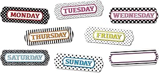 Ashley Productions Magnetic Die-Cut Timesavers & Labels, Days of the Week, Black and White Assorted Patterns, 8 Pieces