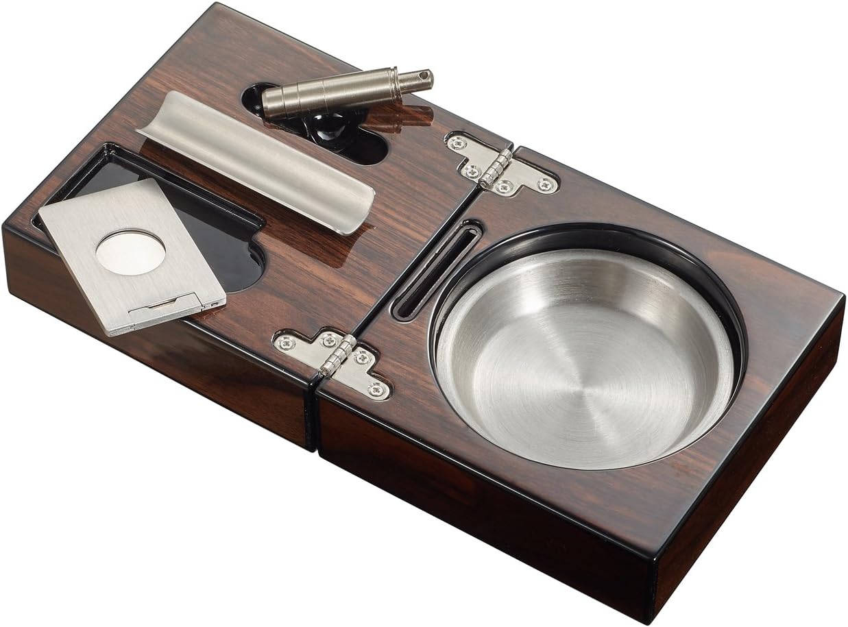 Visol Products VASH727 Tamal Polished Walnut Cigar Ashtray Kit