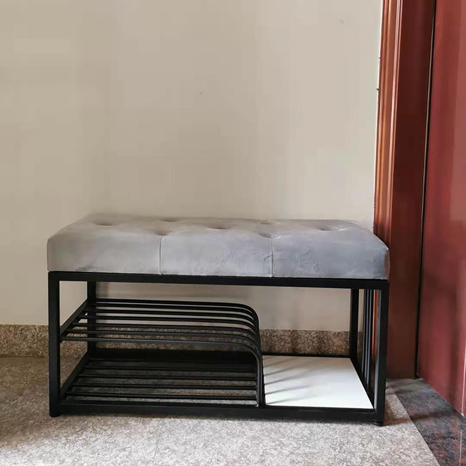 GHFXSCV Storage Bench with Cushioned Seat, Entryway Shoe Rack, Stylish for Living Room, Hallway, Bedroom - Color F, 31.4" (80cm)