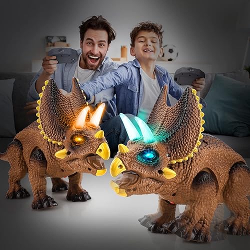 Vista 30 de STEAM Life Juguete de dinosaurio iluminado con control remoto para niños de 3 a 7 años + con sonido rugido realista, robot electrónico T rex