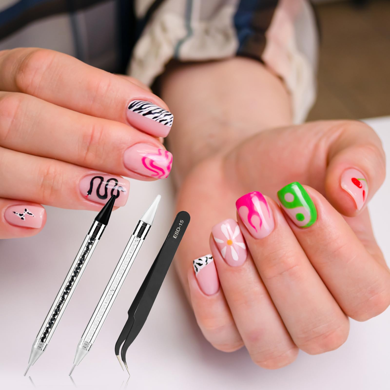 9-teiliges Nagelkunst-Set – Strass-Picker Mit Selbstklebendem Wachsstift – Für DIY, Diamantmalerei & Maniküre