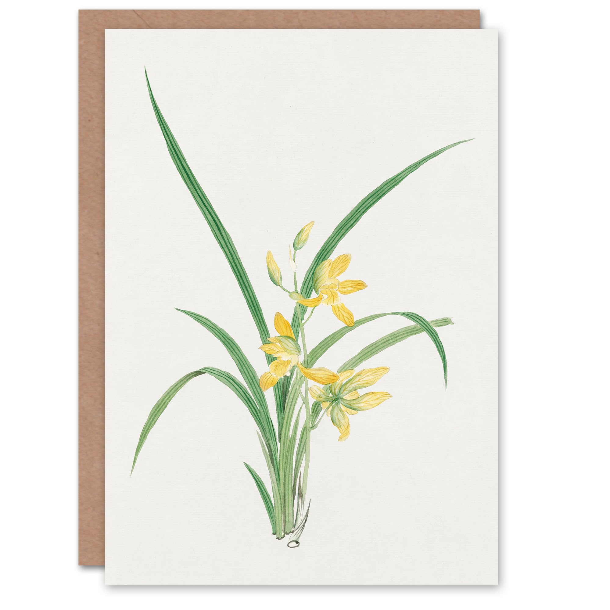 Artery8 Vintage Japanese Botanical Art Card Yellow Lilies