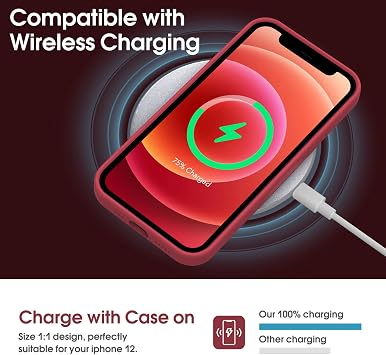 Supdeal Liquid Silicone Case for iPhone 12 [Camera Protection] [Microfiber] [3-Layer Protection] Liquid Silicone Mobile Phone Case Ultra Thin and Comfortable to Hold Protective Case 6.1 Inches Red