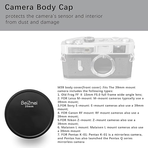 Miniatura 3 de LM - Tapa de cuerpo y cubierta de lente trasera para cámara compatible con Leica M LM, Zeiss ZM, Voigtlander VM, juego de protector de lente trasera